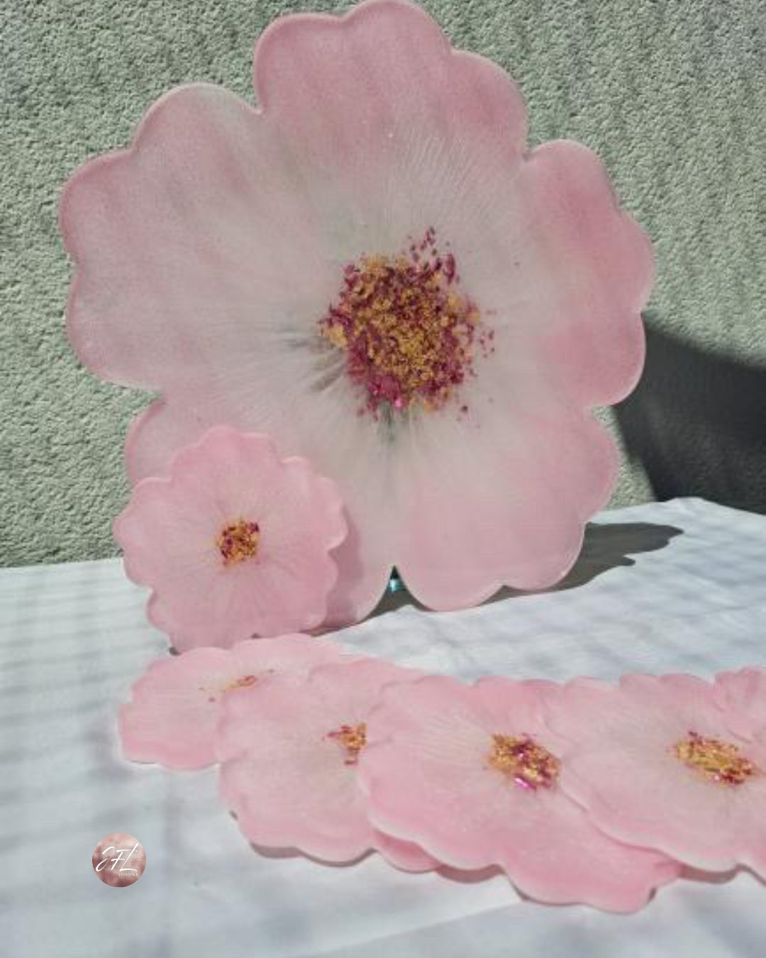Plateau fleur et dessous de verres