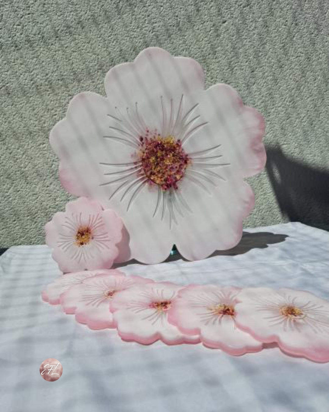 Plateau fleur et dessous de verres