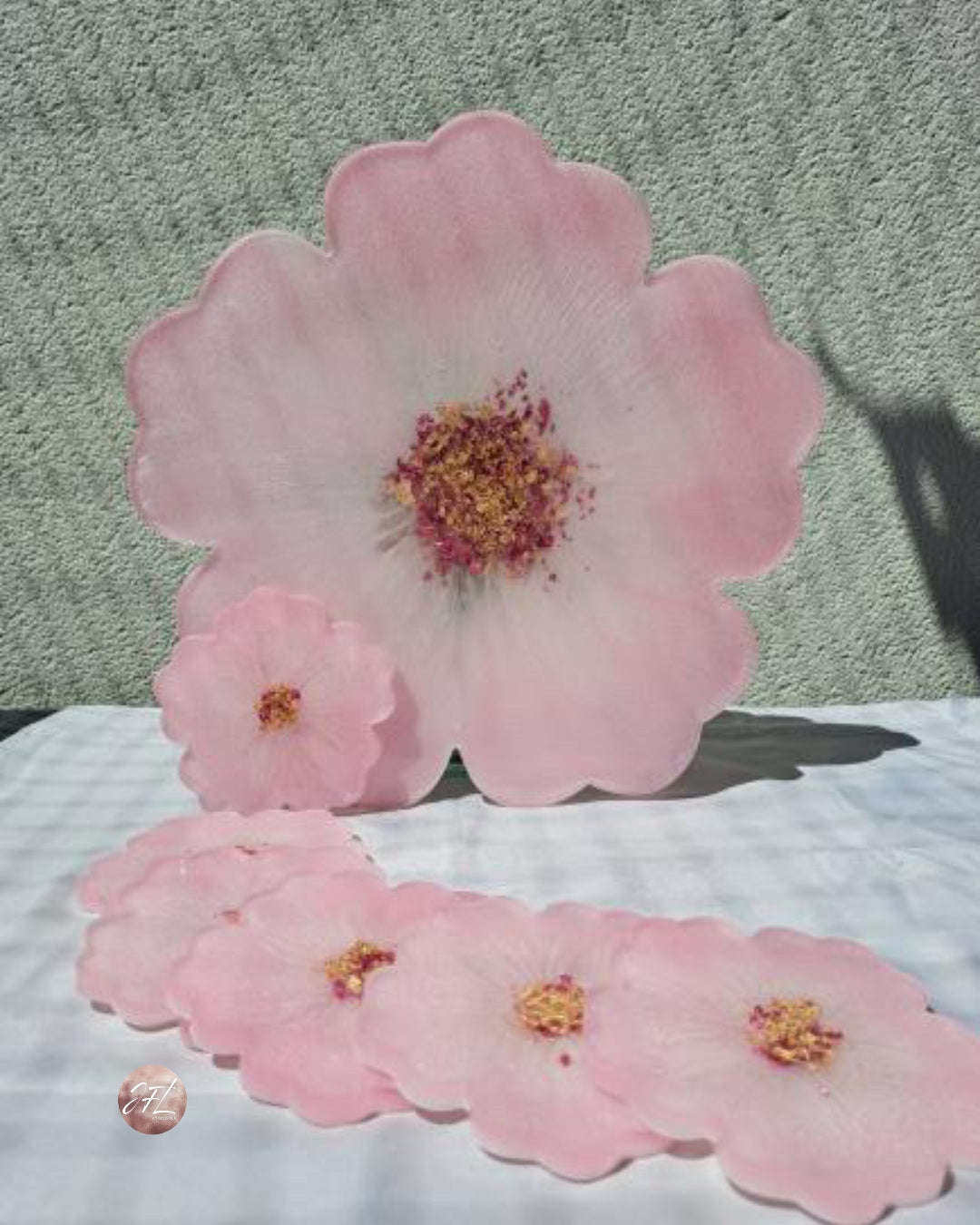 Plateau fleur et dessous de verres