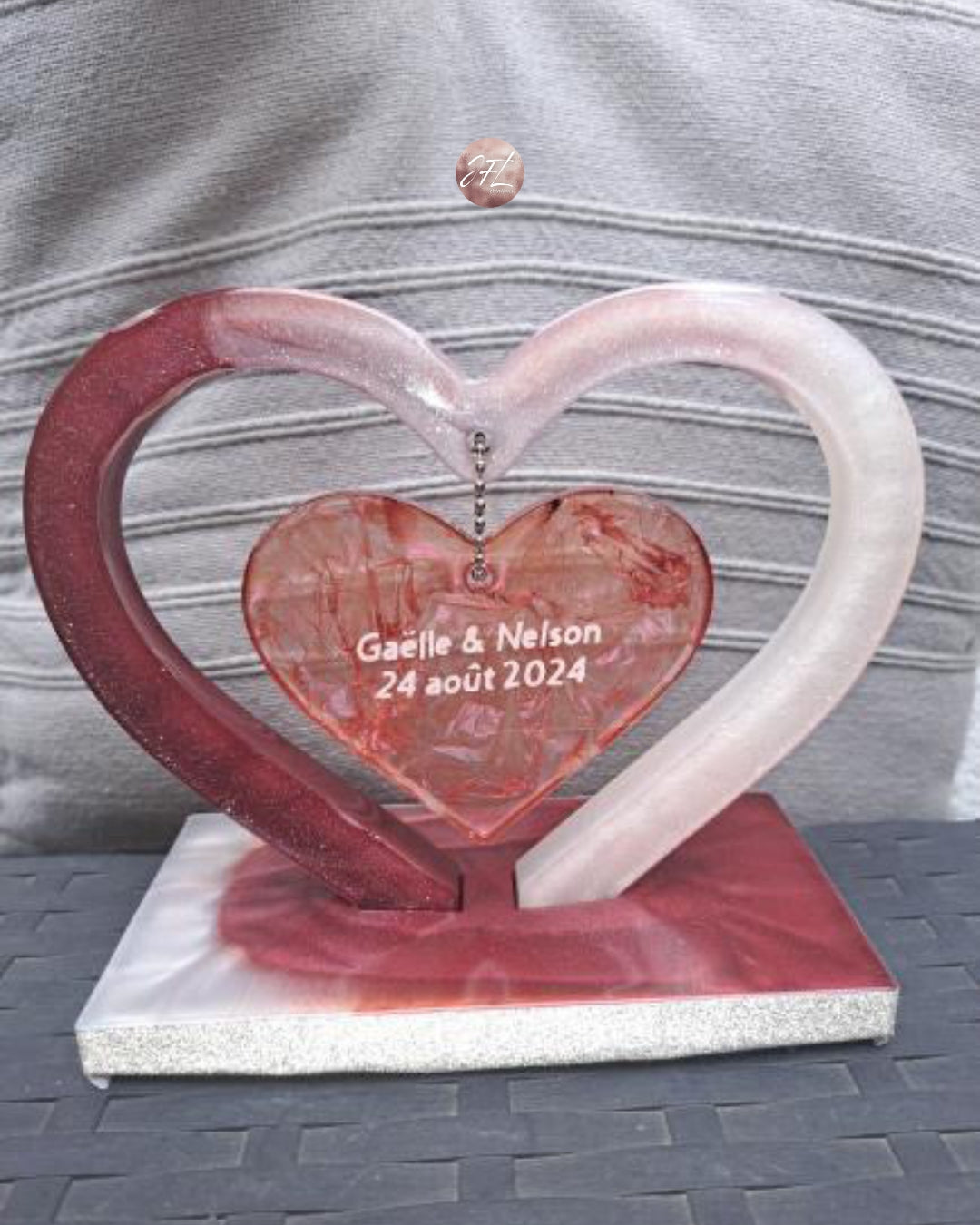 Coeur hommage effet drapé