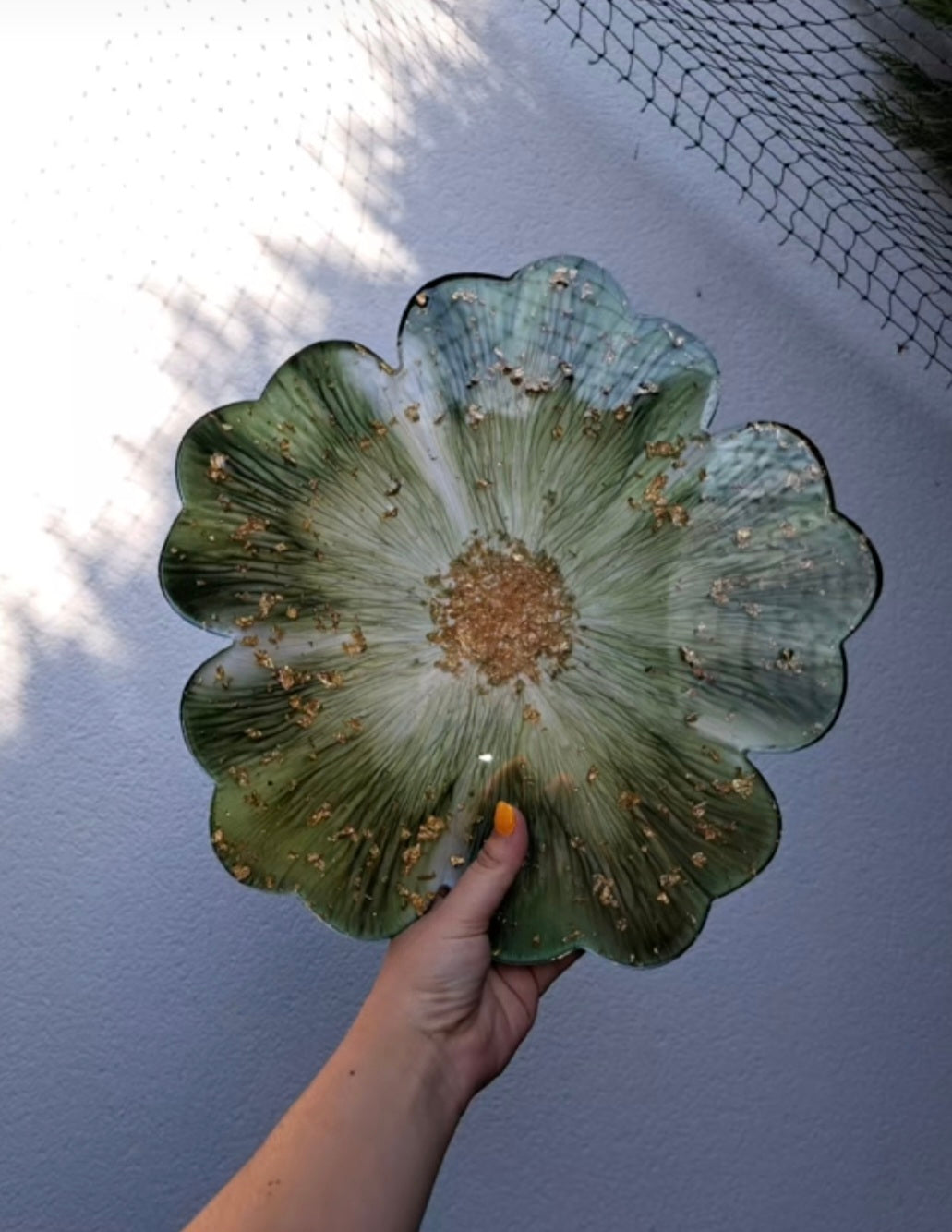 Plateau fleur géante verte